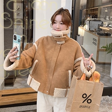 2024年秋季新款仿羊羔毛外套女0127，女装羊羔毛/颗粒绒，秋水欣儿