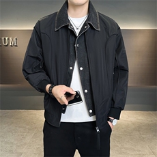 店主风2025秋季新款时尚假两件休闲宽松夹克外套男581-P135控175，男装夹克，电商A413