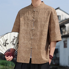 2025夏季新款风男开衫金属盘扣新中式肌理提花衬衫C137-P65，男装衬衫，电商B277(原6028)