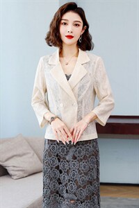 2022年新款气质春夏蕾丝小西装女士外套修身休闲百搭西服上衣图片