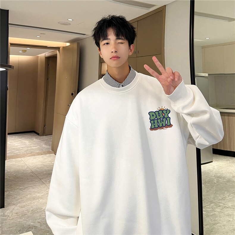 抖音品质400克重磅复合圆领卫衣大码落肩长袖上衣外套FY347-P35,男装卫衣,星座610B-1