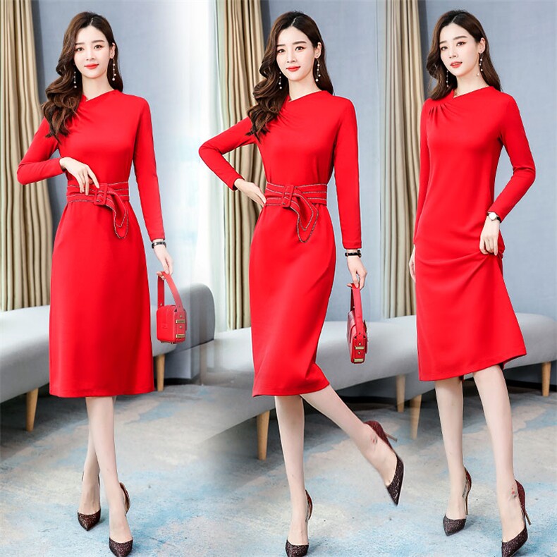 2021年秋季中长款长袖街头风新款连衣裙，女装连衣裙，韩蜜菓