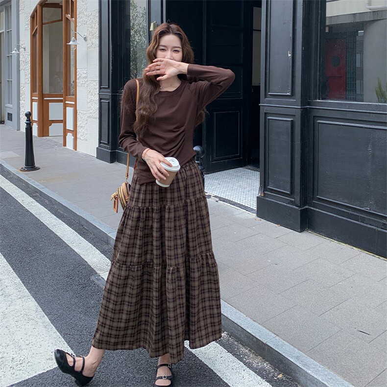 【已出】T恤格子半身裙套装W582-P150-K208,女装套装/套裙,2C209