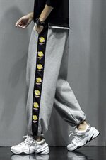 2021春秋款灰墙灰色宽松休闲印花秋季九分裤A061-K708-P50，男装休闲裤，电商A061