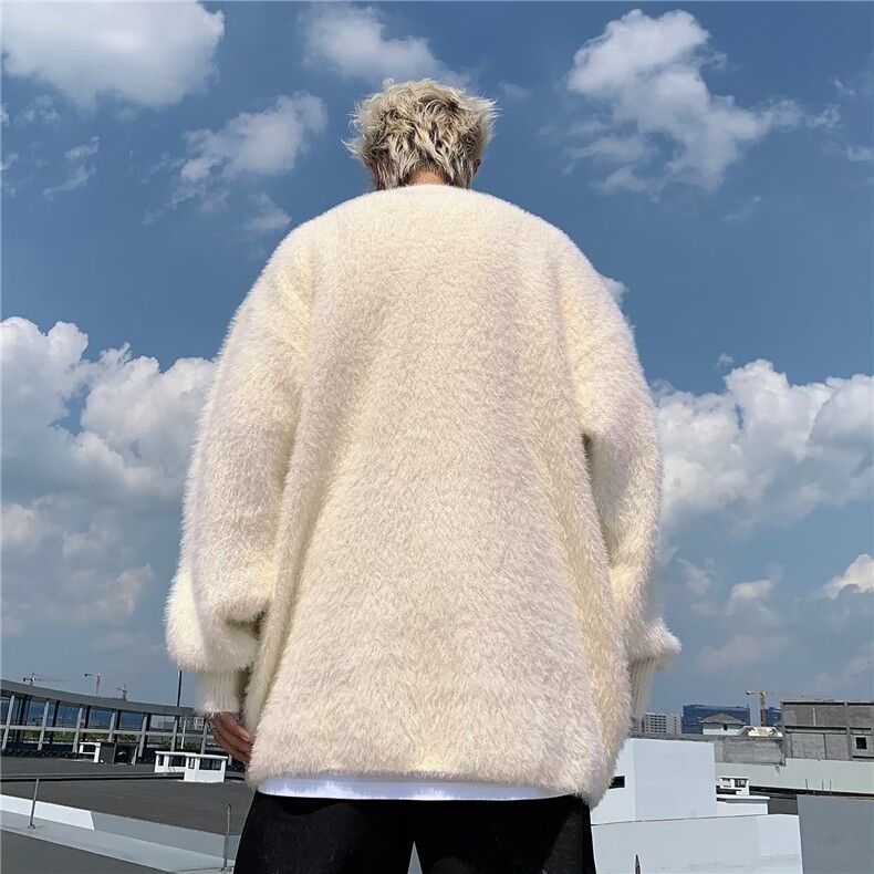 海马毛毛衣男美式复古慵懒风情侣针织衫高级感情侣外套M9157-p50,男装针织衫/毛衣,星座1008