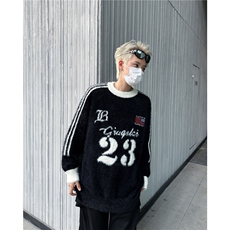潮牌美式字母提花毛衣男女慵懒宽松情侣针织衫ins街头MZ612-P60，男装针织衫/毛衣，星座412-2