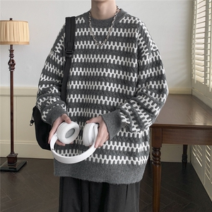 抖音现货 2025男冬季圆领毛衣宽松套头针织衫D329-QM805-P78控98图片