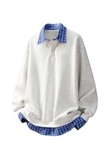 可二开衬衫领卫衣大码M-5XL表面棉底部聚酯纤维78010P58，男装衬衫，星座227-7