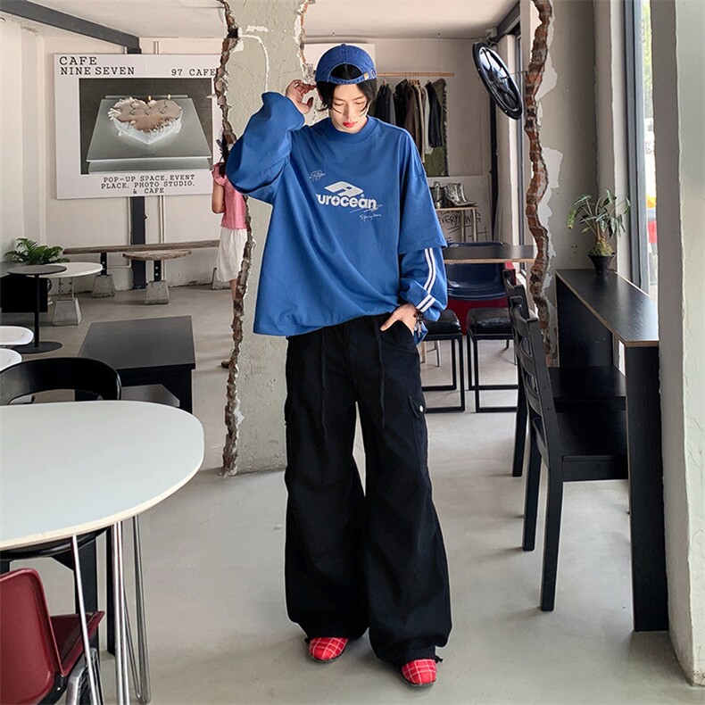 美式工装裤男女秋季设计感宽松多巴胺伞兵休闲阔腿裤YD9002-P75,男装休闲裤,星座509