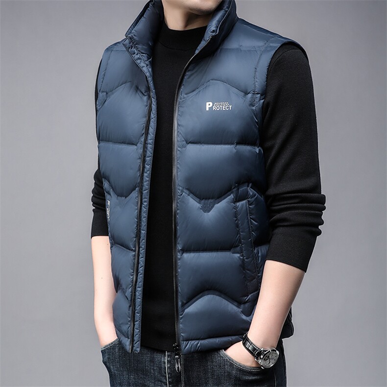 B8012白鸭绒90绒时尚休闲简约冬季厚款中年男士羽绒服马甲,男装羽绒服,钱塘207-3