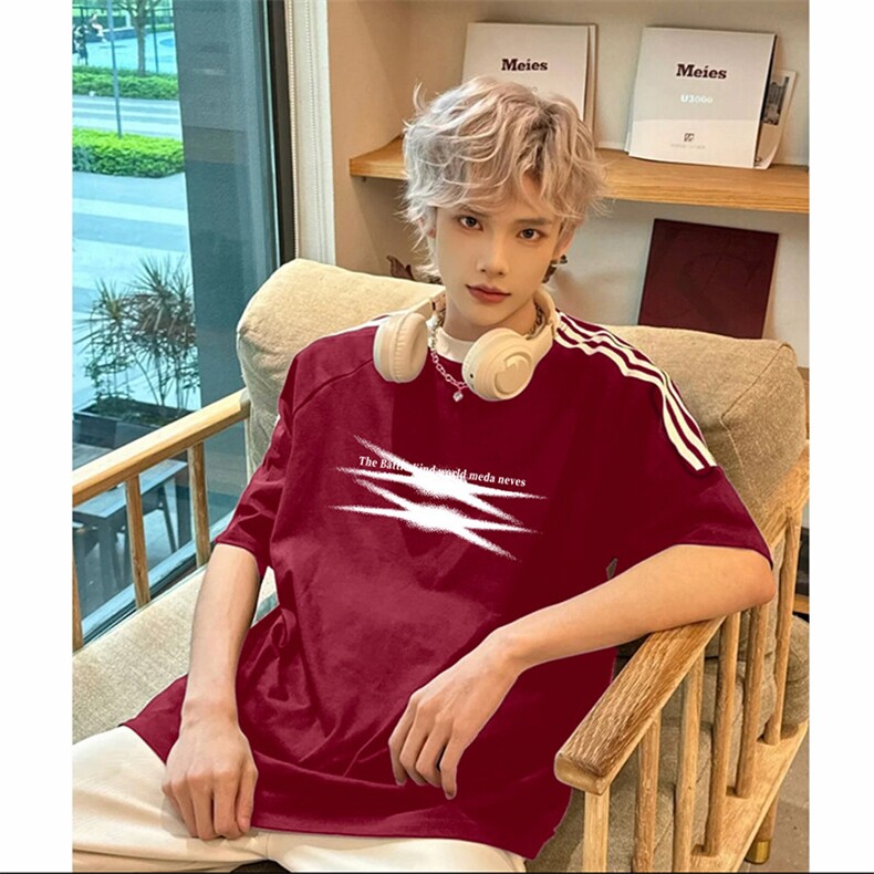 夏季美式高街重磅纯棉三条杠织带撞色男女短袖T恤ZD636-特P30,男装T恤,电商A486-1