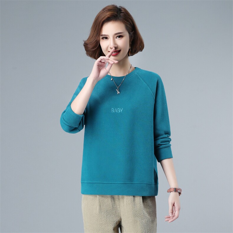 2023年春季新款潮韩版时尚刺绣卫衣女长袖春秋套头圆领长袖上衣服,女装卫衣/绒衫,简韵佳