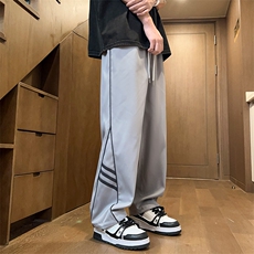 得物二开春季新款撞色侧条纹伞兵裤宽松直筒休闲运动裤K503-P32，男装休闲裤，星座914-3