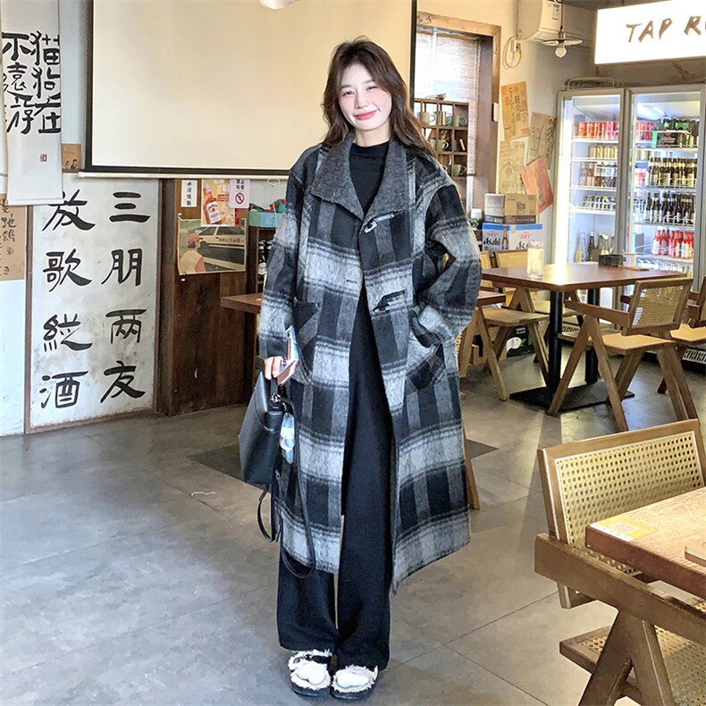 2楼002-2707-P295K388档口现货！格子羊毛外套双面呢大衣,女装毛呢外套,千寻