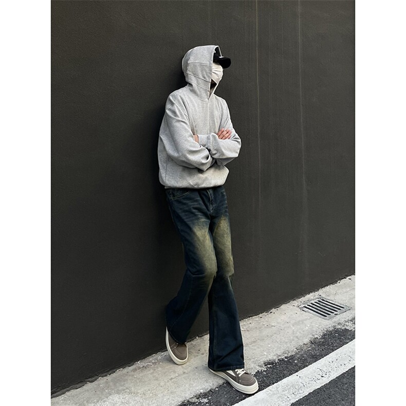B221美式ins高街暗黑光版修身微喇牛仔裤LK23137-P55控78,男装牛仔裤,电商B221