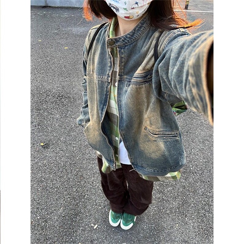 牛仔外套女春秋2025新款美式复古宽松百搭短款潮牌男女款夹克上衣,男装夹克,星座506A