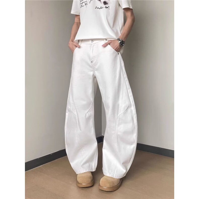 文艺拼接打褶可调节扣弯刀牛仔裤新款ins百搭慵懒日系潮流NZA1329,男装牛仔裤,星座516A