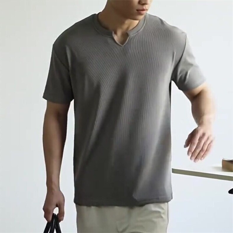夏季新款男装潮牌高级感V领T恤时尚宽松休闲百搭简约上衣TX49,男装T恤,星座1116A（原606A-3）