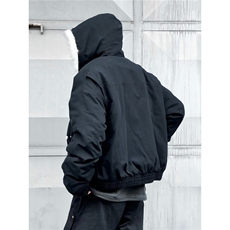 美式复古黑色毛领连帽棉服外套秋冬新款毛茸茸宽松短款上衣，男装棉衣，星座506A