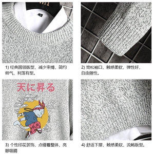 M19012-P45 加绒款-P65 加厚加绒毛衣男大码毛线衣男针织衫 网格图片