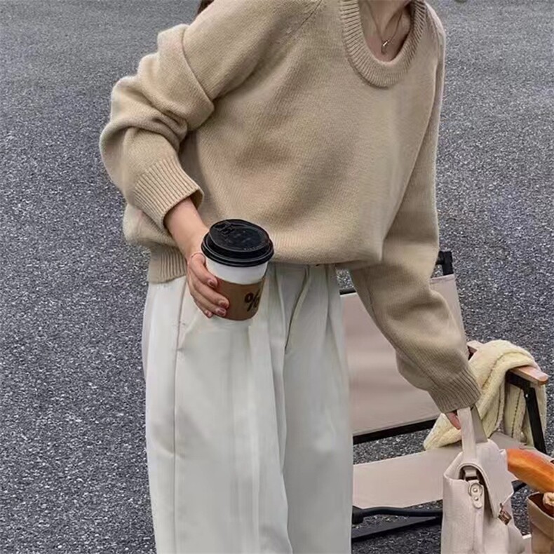 秋冬季羊毛圆领简约休闲百搭羊毛衫,女装羊毛衫,忠诺羊绒