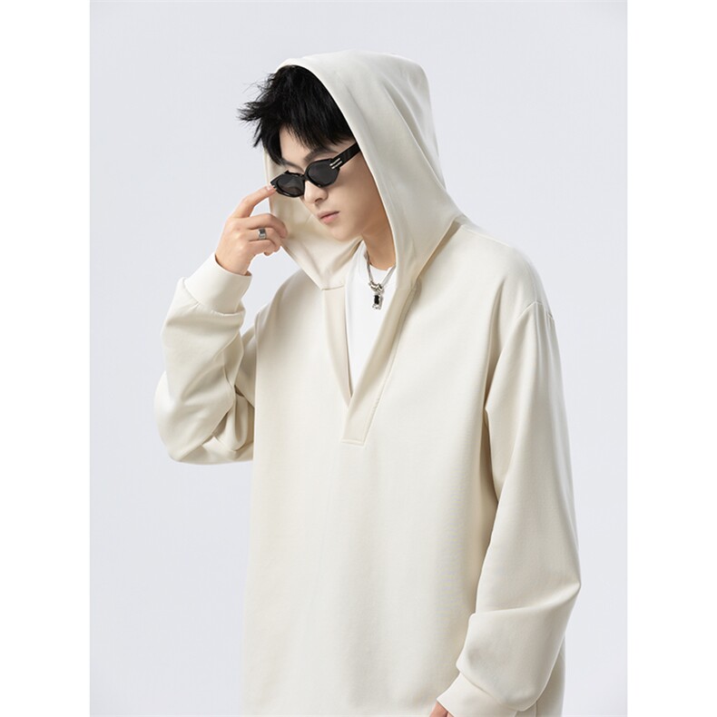 2025春季新款假两件V领连帽卫衣潮特批40，男装卫衣，星座516