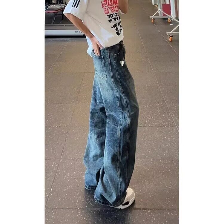 水洗复古解构弯刀牛仔裤男秋冬新款阔腿廓形拖地裤子AM658P52,男装牛仔裤,星座1013-5