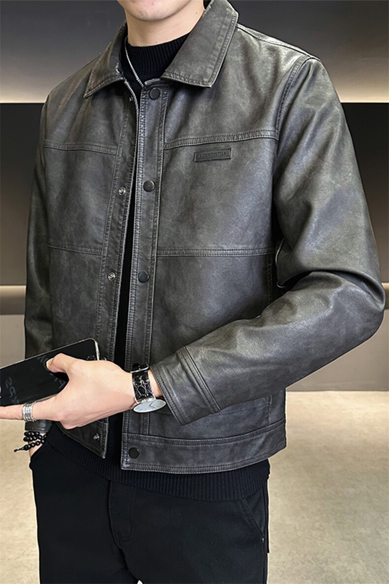 春季2026新款机车皮衣外套男美式潮牌复古皮夹克A313-5826-P135,男装夹克,电商A313