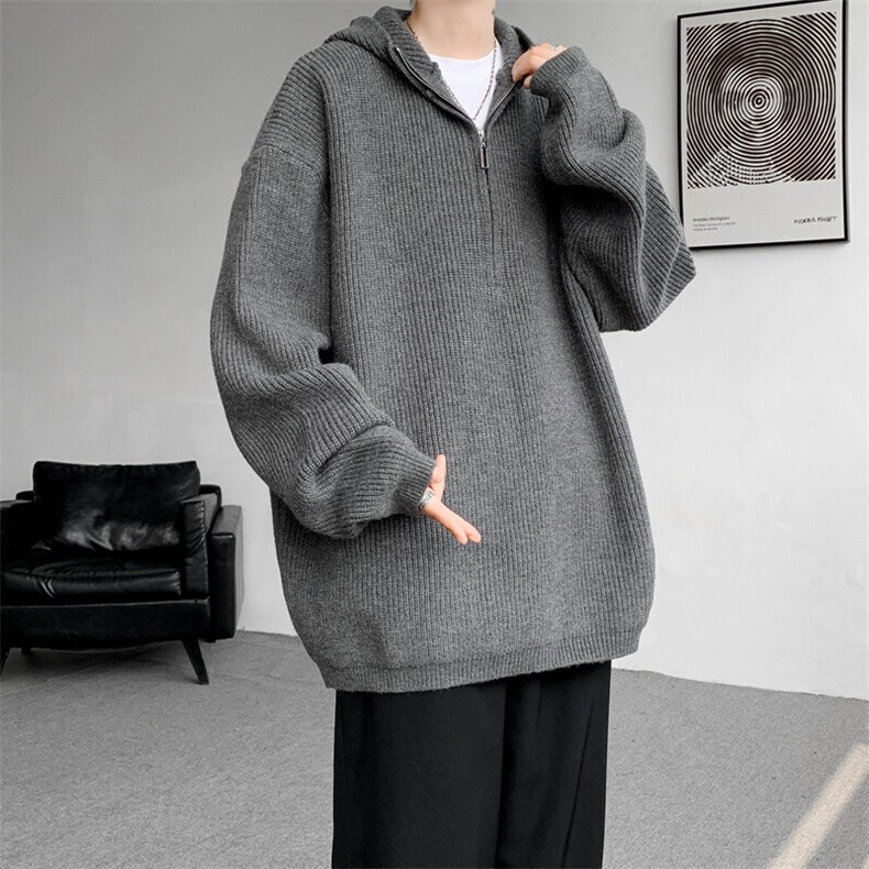 8XL-M毛衣男特大码宽松潮牌慵懒风痞帅连帽套头针织衫MY1509/P75,男装针织衫/毛衣,电商B238