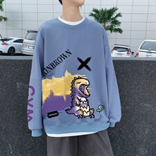 2021港风中性情侣大码休闲运动套头卫衣男外套7619P38控58图片