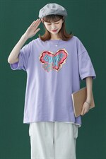 中性夏季潮流韩版彩虹爱心印花宽松情侣短袖T恤T33P25控38，男装T恤，A247A