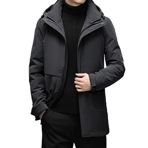 羽绒服男装中长款2023年冬新款连帽休闲百搭外套SNNYR86R315-P345图片