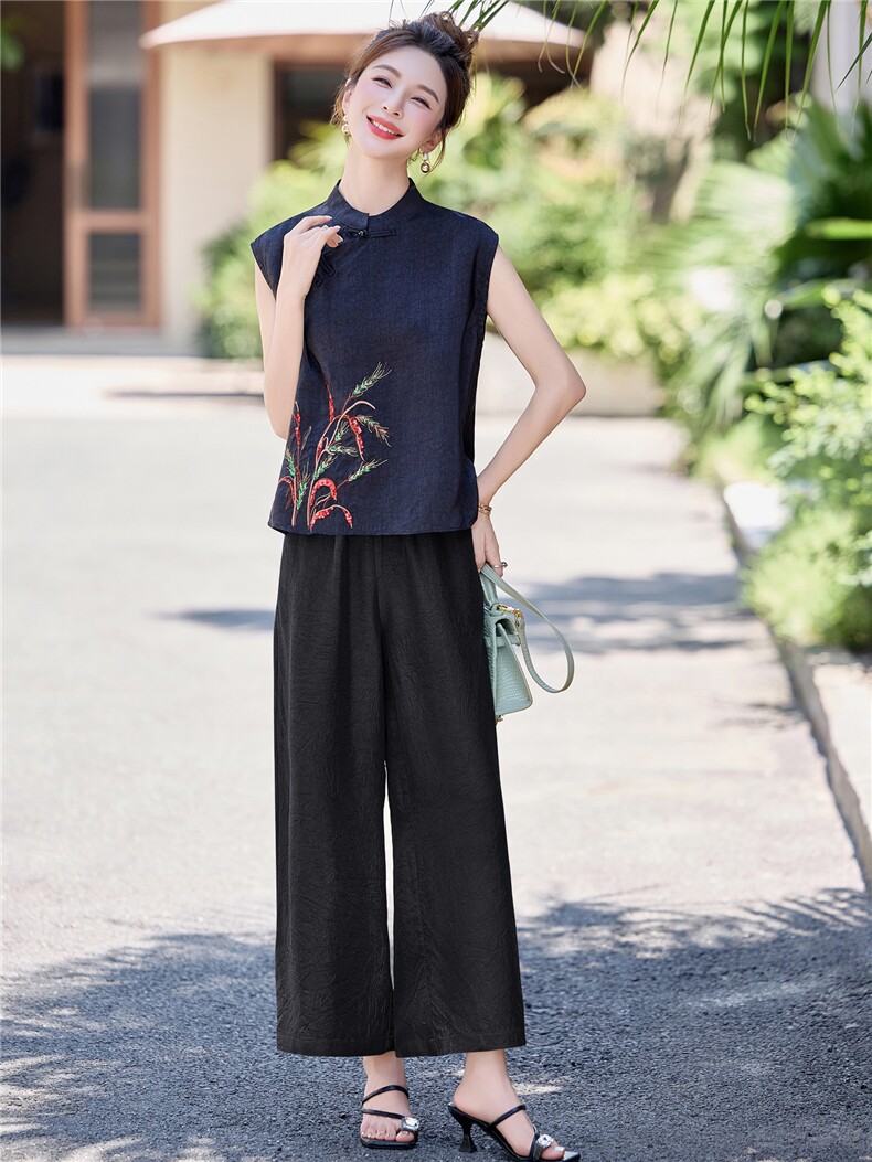 新中式国风套装女2025夏新款独特绝美漂亮大方得体气质无袖两件套,女装套装/套裙,曼琳思菲