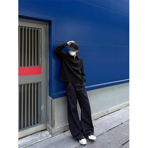 JY308-P42 美式复古宽松半拉链卫衣图片