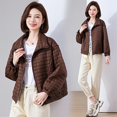 现货2024冬季新款宽松百搭休闲绗棉轻薄款棉衣，女装棉衣/棉服，深水步