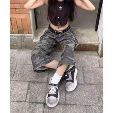 网图现货美式复古迷彩工装七分裤女K105/P45，男装牛仔裤，星座205-3