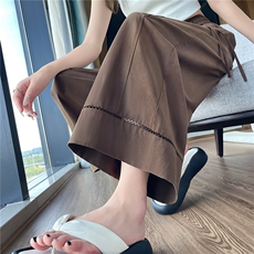 蕾丝花边勾花阔腿九分裤女2025新款宽松薄款小个子防晒休闲裤，女装休闲裤，梦白服饰厂