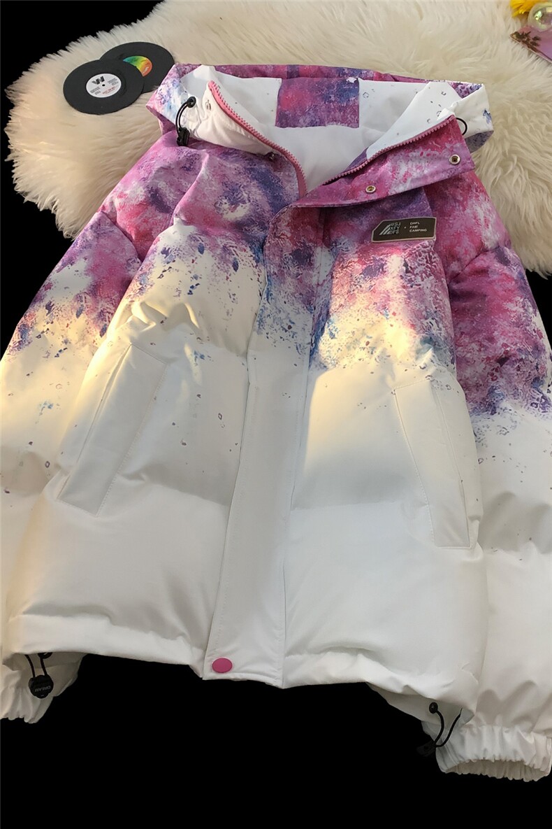 XZ-230-1MY705平铺简约百搭轻奢水墨扎染休闲连帽棉服P118控158,男装棉衣,星座230-1
