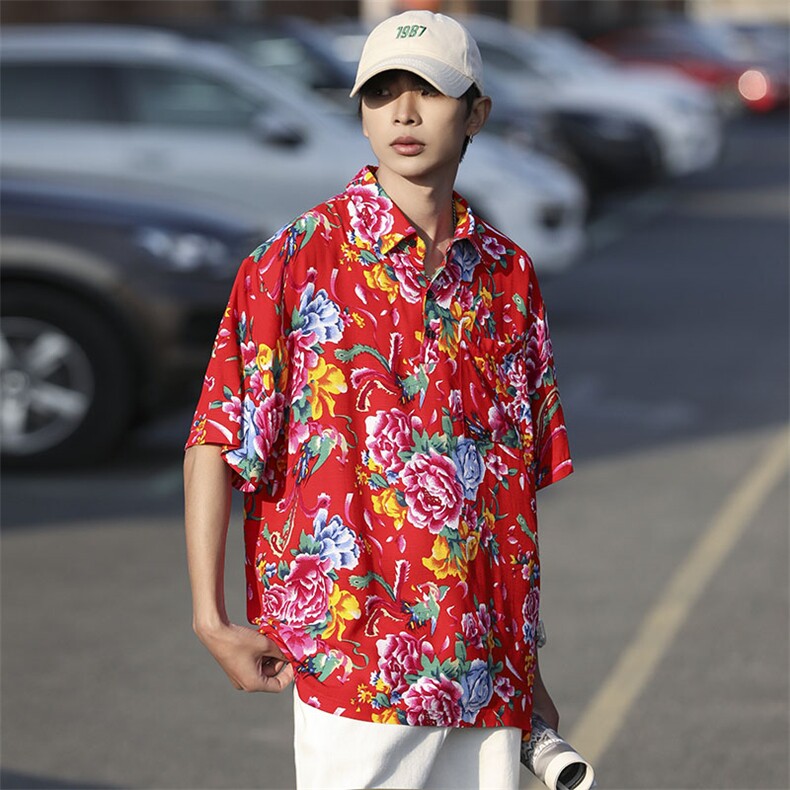 P01中性男女休闲大码花衣服polo衫宽松透气东北大花风团队服,男装Polo衫,星座115A(原星座507）