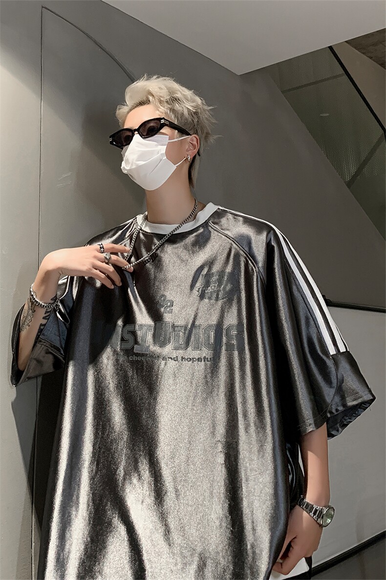 男装短袖T恤2025夏季条纹字母印花五分袖体恤XZ514-2-202468-P58,男装T恤,星座514-2(原B239)
