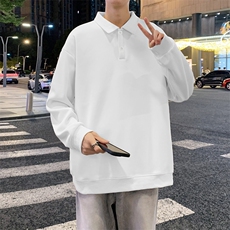 抖音得物高品质二开230克精梳珠地光版纯色宽松长袖T恤翻领POLO衫，男装T恤，电商A486