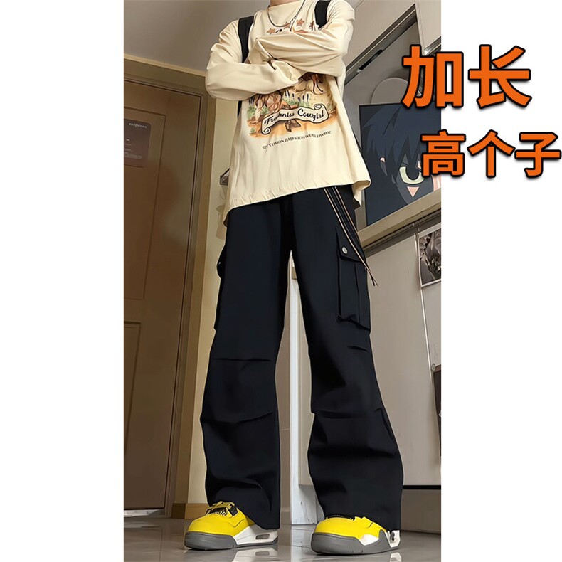 春季加长版工装裤男高个子阔腿直筒伞兵裤188cm110裤子KZ012P78图片
