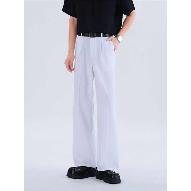 高级感西裤男女宽松垂感微喇叭裤纯色十分裤免烫黑色拖地裤阔腿裤，男装西裤，星座813-2