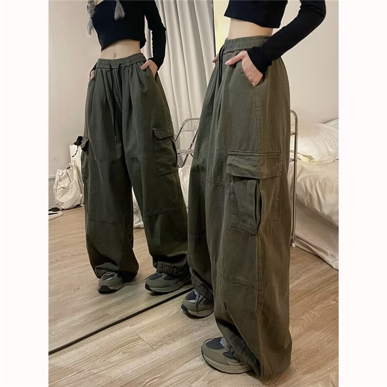 春季工装裤高腰显瘦休闲裤女设计感美式运动裤阔腿裤X15166-p45,男装工装外套,星座1008
