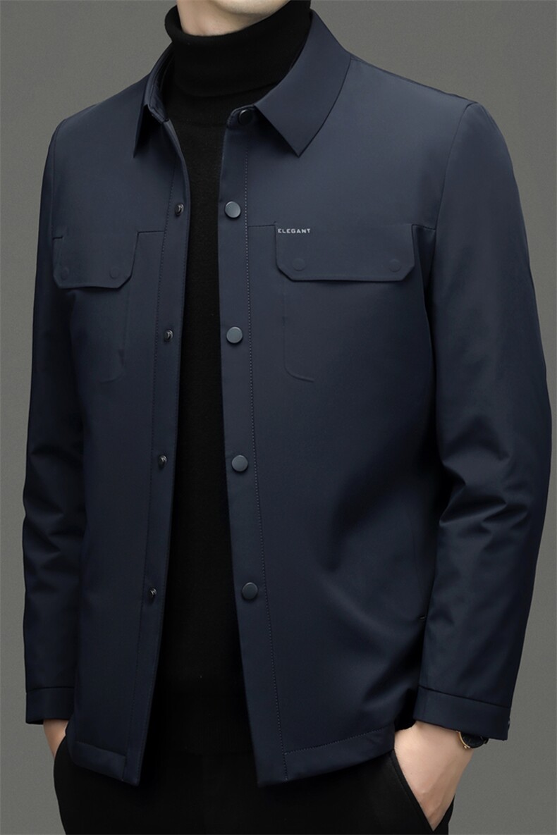 CXY202钱塘2020-2中年男士翻领纯色百搭简约冬季厚款羽绒服P195,男装羽绒服,钱塘207-2