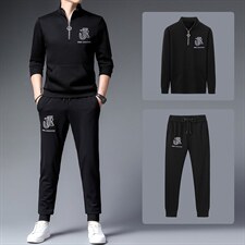 中年男士卫衣休闲时尚套装春秋季2023新款半拉链中老年商务男装，男装休闲套装，电商B212（原钱塘6029）