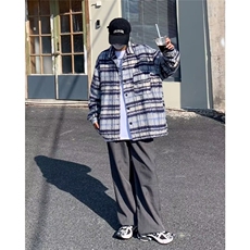 日系小香风毛呢格子外套男复古翻领呢子夹克JXXF018-P57，男装夹克，星座208-5