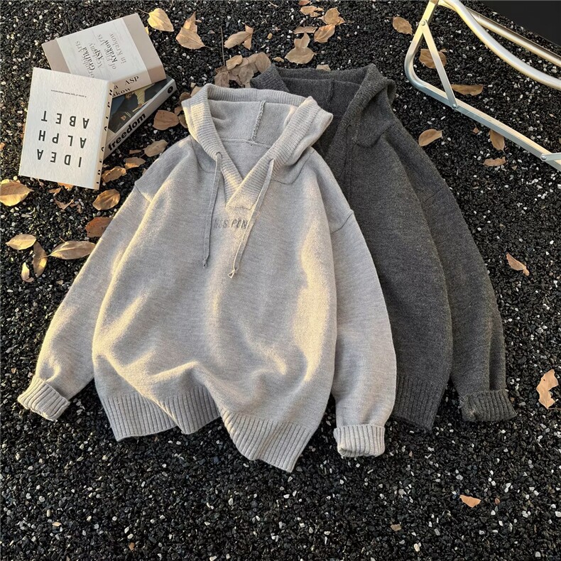 潮新款男女气质糯米感仿兔毛绒针织连帽衫长袖毛衣宽松MY996P58，男装针织衫/毛衣，星座1013-5