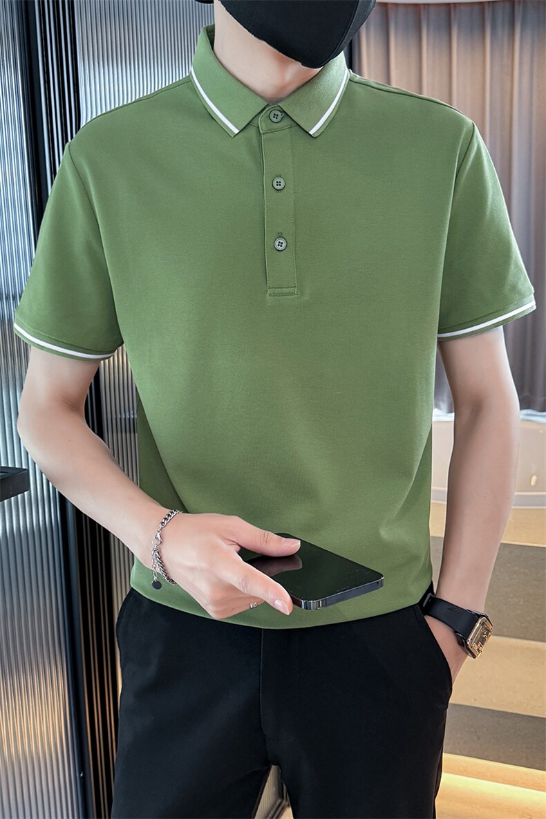 2025夏季7A抑菌主推撞色领常年短袖T恤翻领Polo衫D342-2258特P42,男装T恤,电商D342