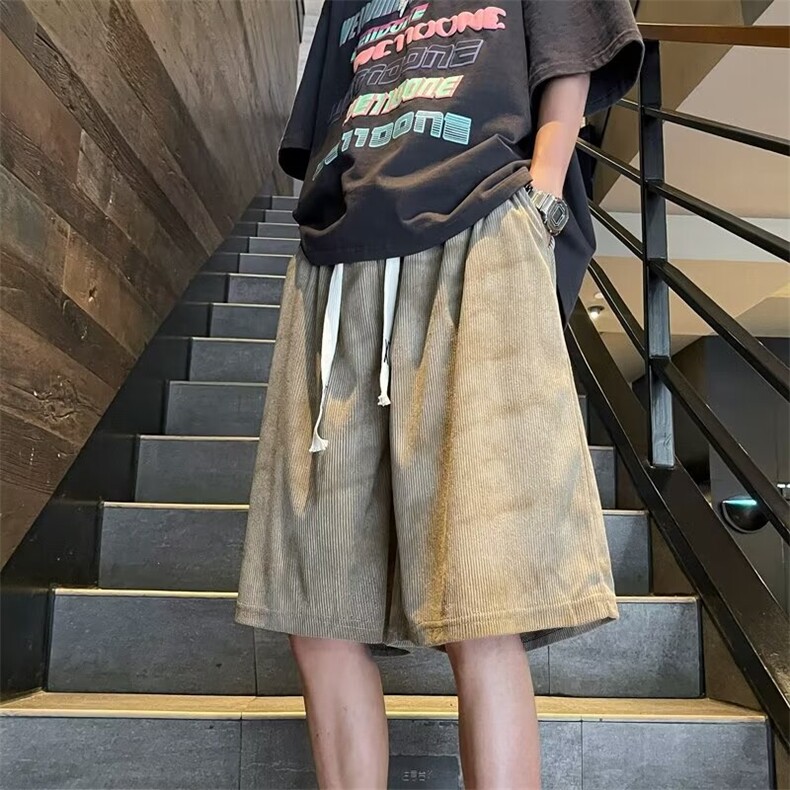 2024麂皮绒短裤男士夏季潮牌薄款休闲五分中裤宽松运动裤子,男装牛仔裤,星座1013